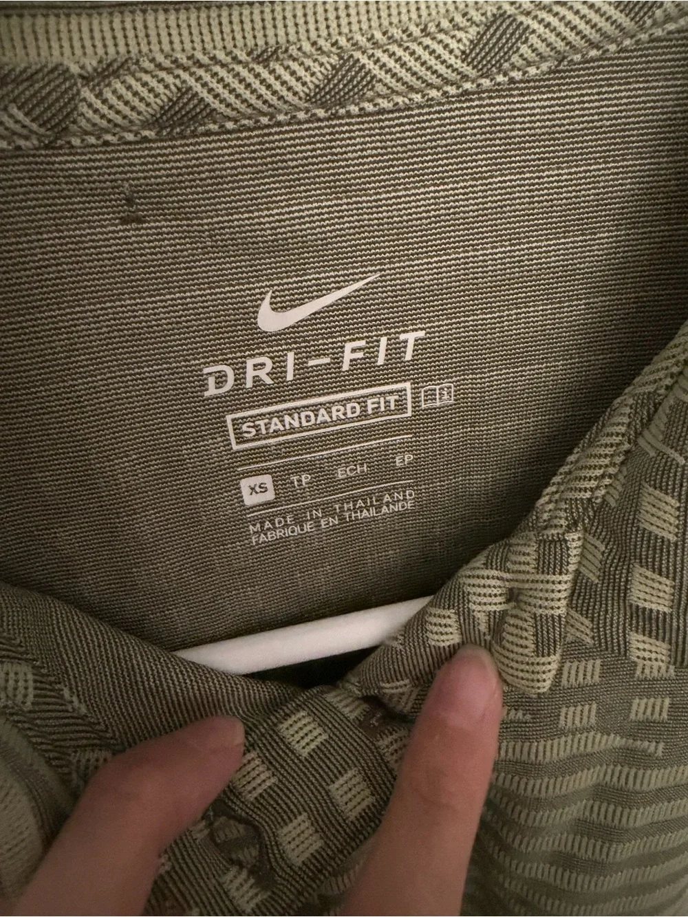 Nike Women's Olive Green Patterned Dri-FIT Golf Polo Shirt
